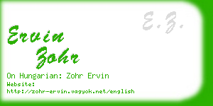 ervin zohr business card